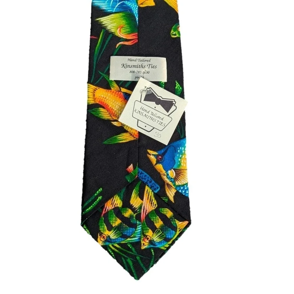 NWT Mens Black Sea Life Tie Tropical Fish Marine Ocean‎ Lake Fishing